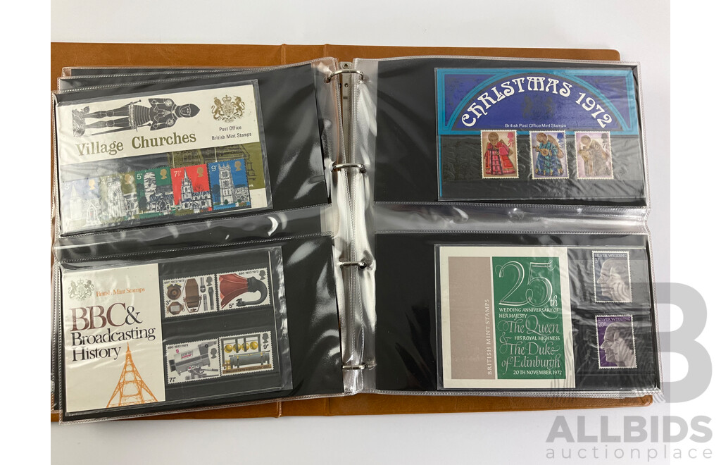 Album of United Kingdom 1970's Royal Mail Stamp Presentation Packs