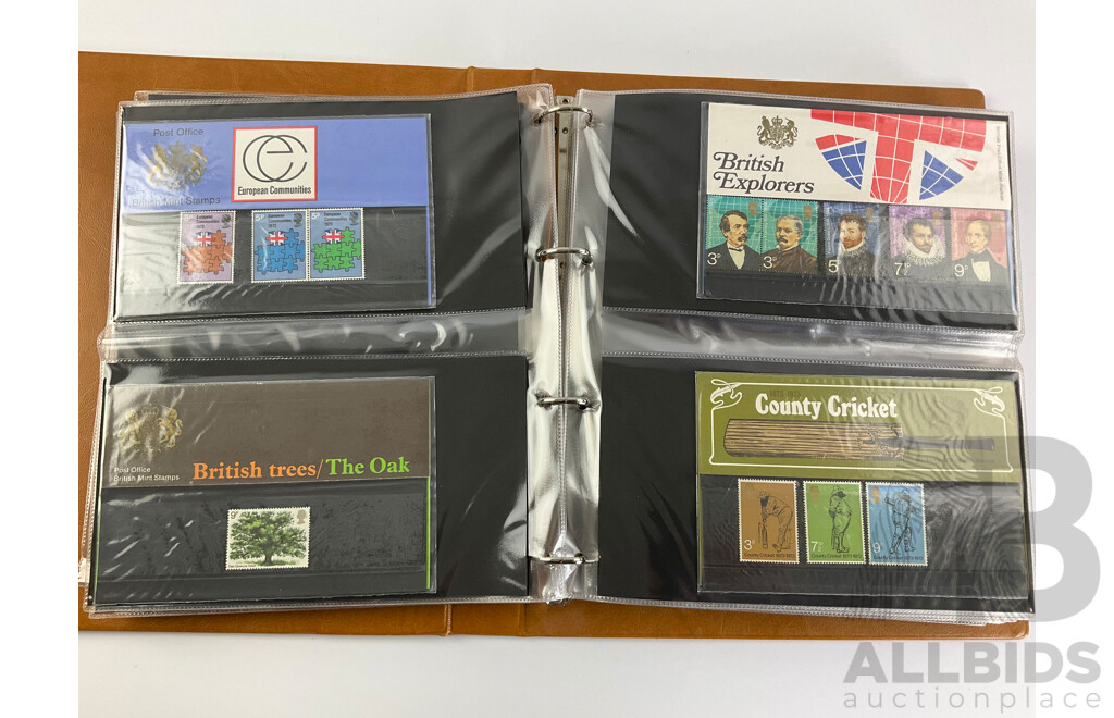 Album of United Kingdom 1970's Royal Mail Stamp Presentation Packs