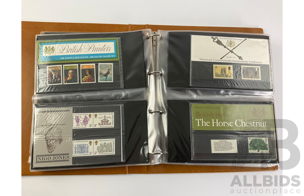 Album of United Kingdom 1970's Royal Mail Stamp Presentation Packs