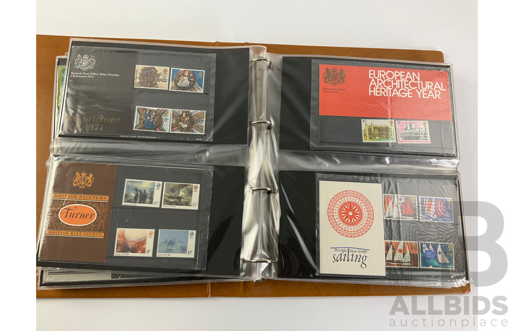 Album of United Kingdom 1970's Royal Mail Stamp Presentation Packs