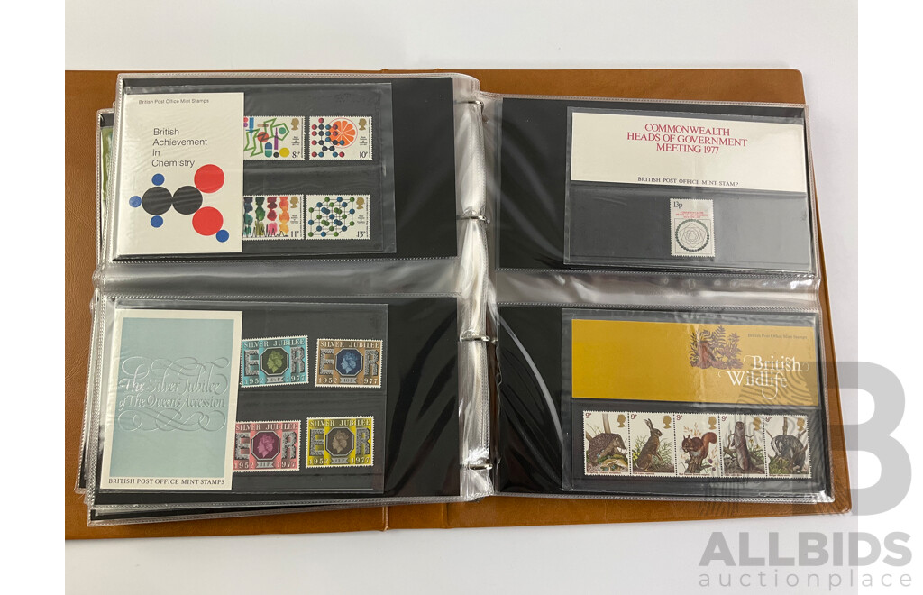 Album of United Kingdom 1970's Royal Mail Stamp Presentation Packs