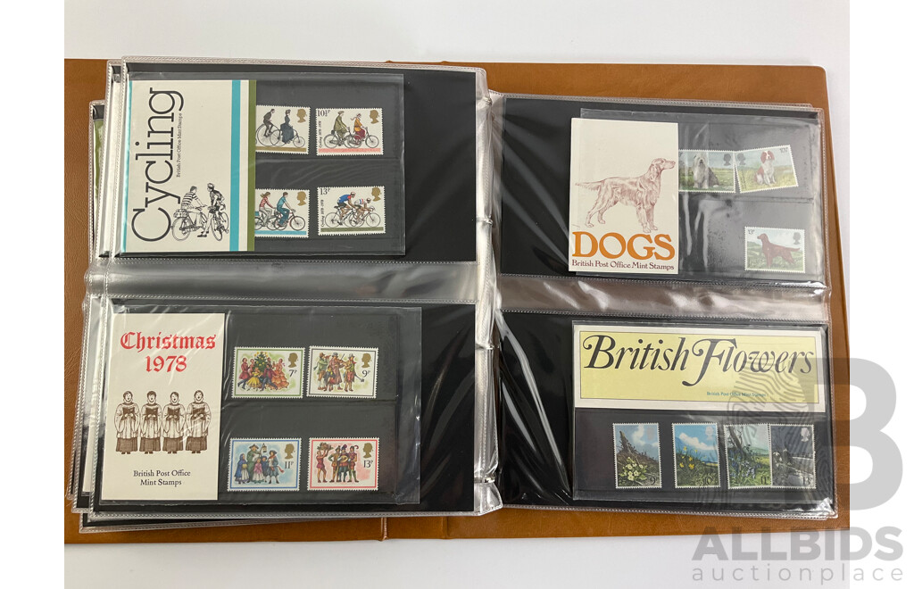Album of United Kingdom 1970's Royal Mail Stamp Presentation Packs