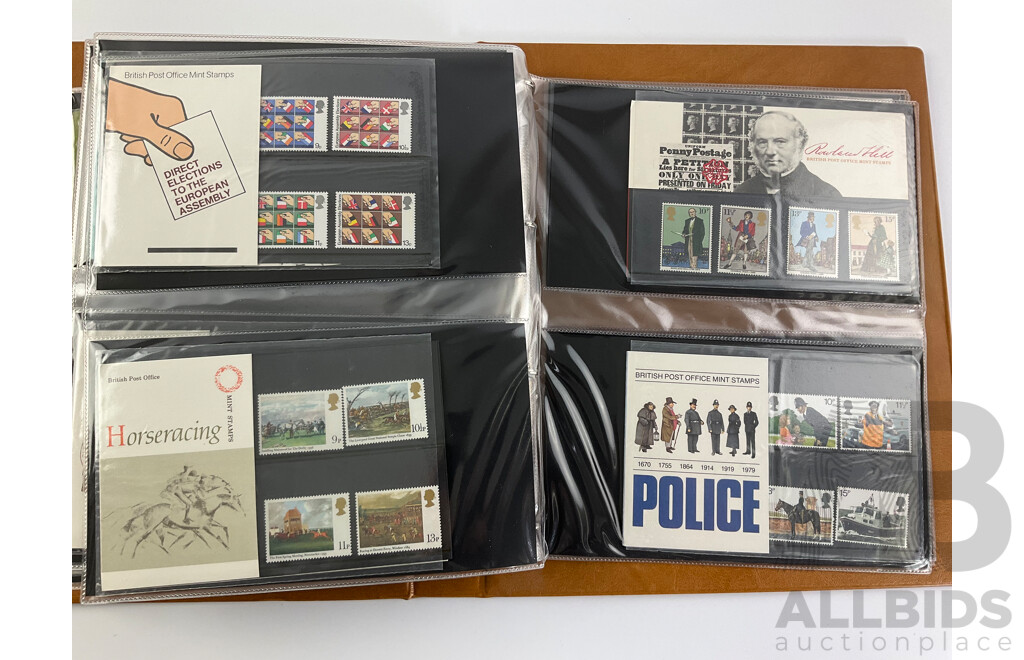 Album of United Kingdom 1970's Royal Mail Stamp Presentation Packs