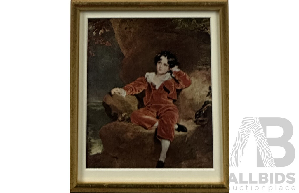 George Baxter, (1804-1867), So Tired & Sir Thomas Lawrence, (1769-1830), Master Lambton, Pair of Reproduction Colour Prints of Originals, 22 x 18 cm (frames) (2)