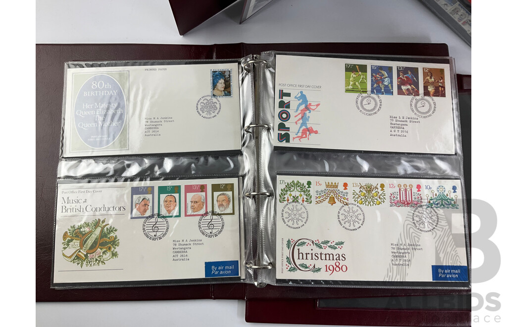 Three Albums of United Kingdom Royal Mail First Day Covers Spanning Years 1969 to 1991
