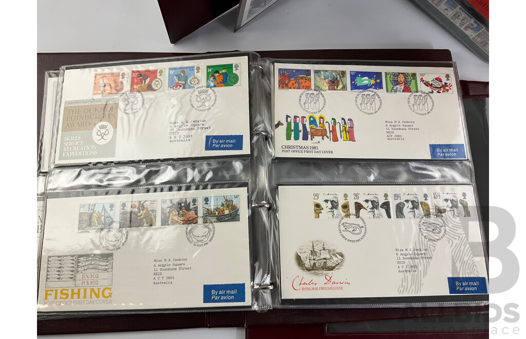 Three Albums of United Kingdom Royal Mail First Day Covers Spanning Years 1969 to 1991
