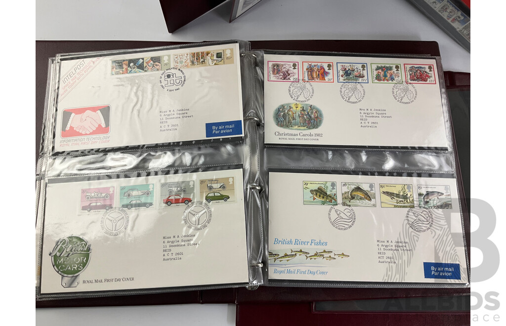 Three Albums of United Kingdom Royal Mail First Day Covers Spanning Years 1969 to 1991