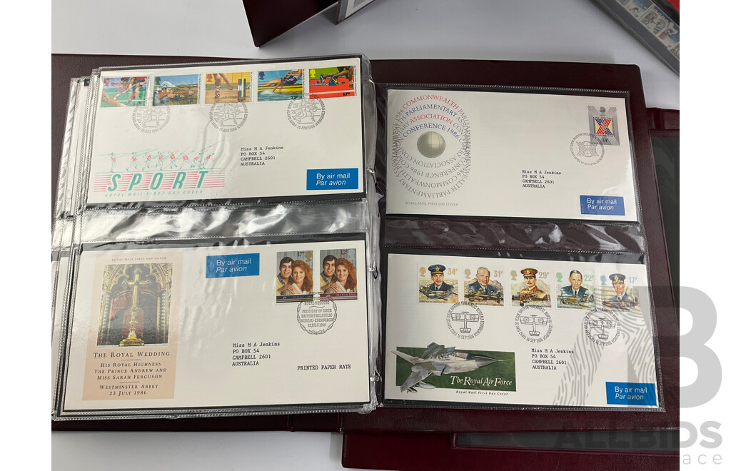 Three Albums of United Kingdom Royal Mail First Day Covers Spanning Years 1969 to 1991