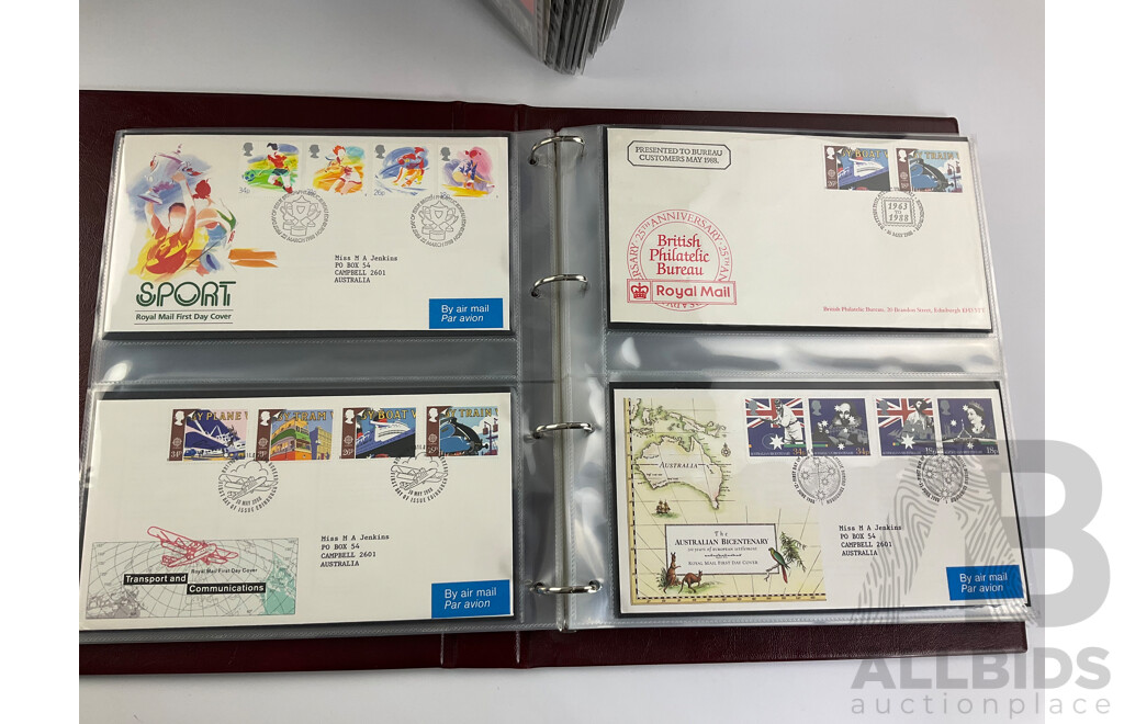 Three Albums of United Kingdom Royal Mail First Day Covers Spanning Years 1969 to 1991