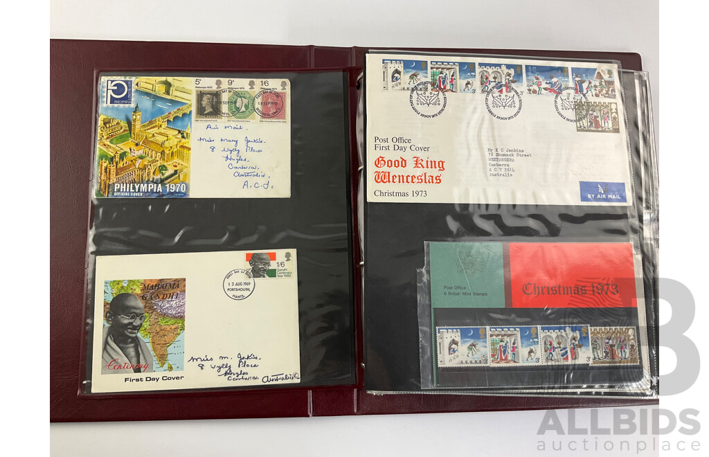 Three Albums of United Kingdom Royal Mail First Day Covers Spanning Years 1969 to 1991