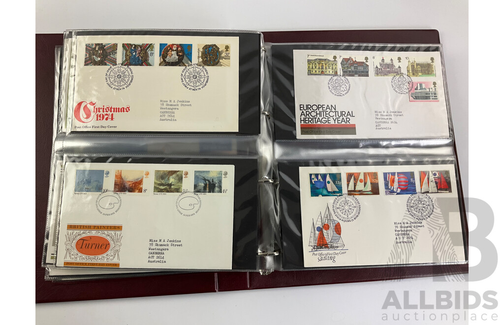 Three Albums of United Kingdom Royal Mail First Day Covers Spanning Years 1969 to 1991