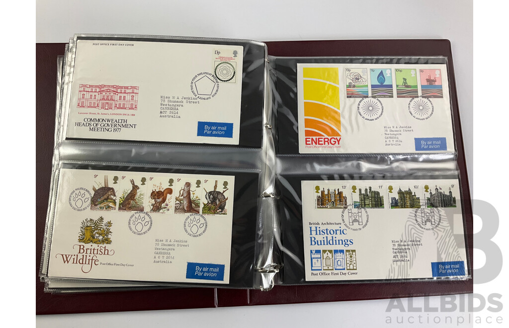Three Albums of United Kingdom Royal Mail First Day Covers Spanning Years 1969 to 1991