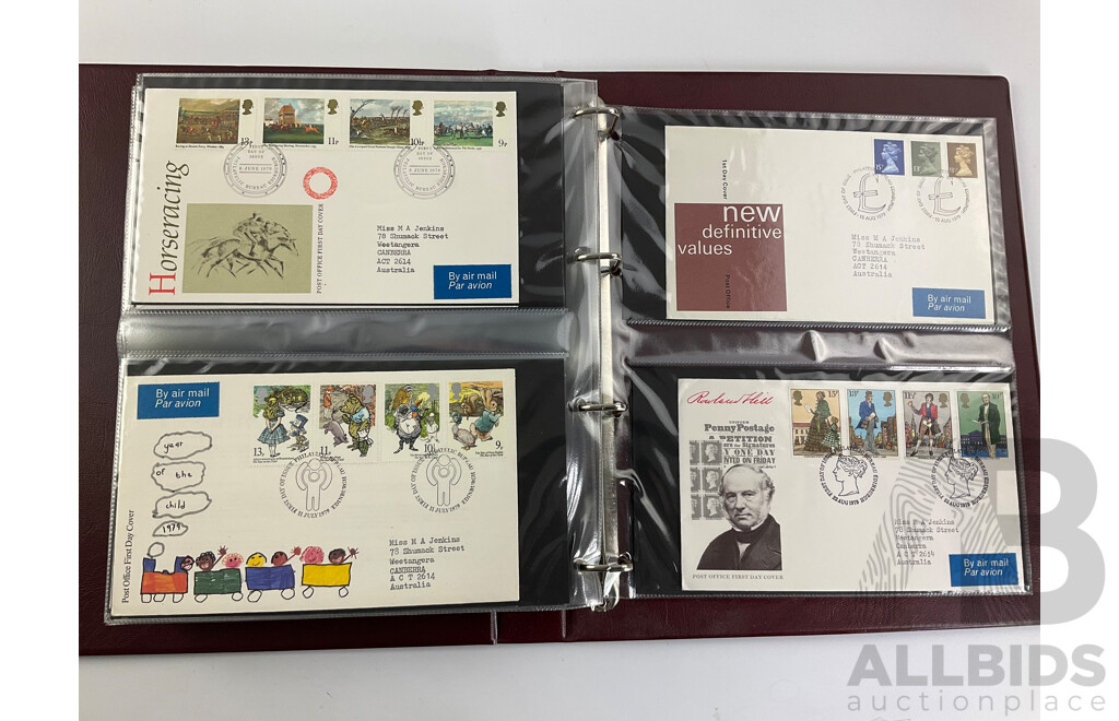 Three Albums of United Kingdom Royal Mail First Day Covers Spanning Years 1969 to 1991