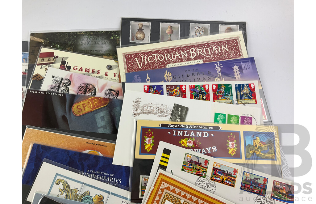 Collection of United Kingdom Stamp Packs and First Day Covers, Examples Spanning 1970's to 1990's