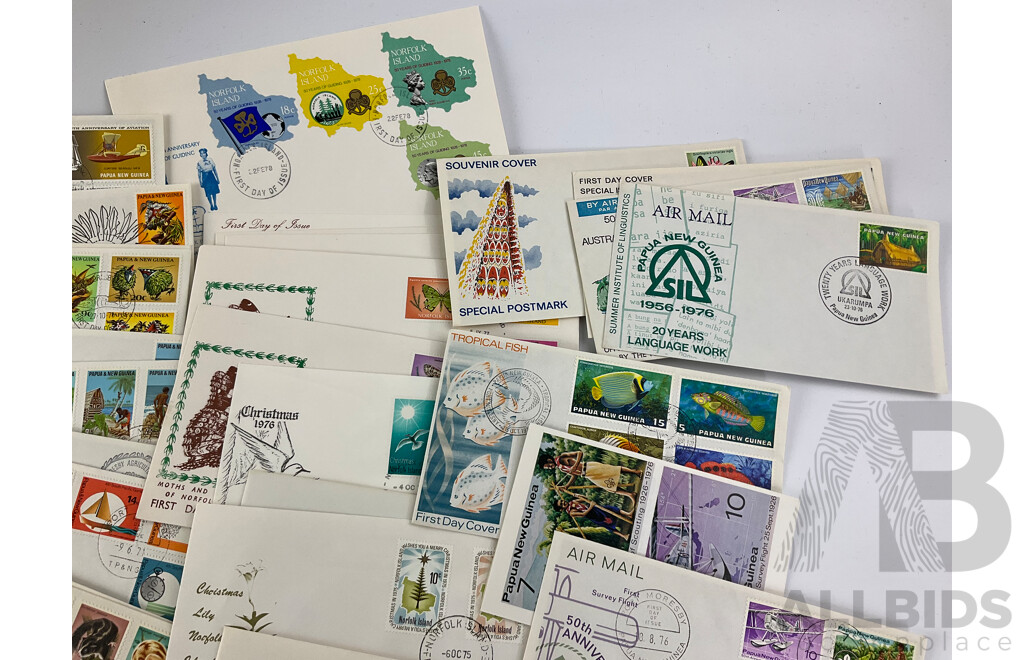 Collection of 1970's PNG and Norfolk Island First Day Covers