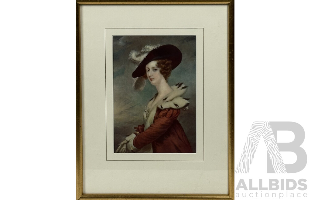 After Samuel William Reynolds (British, 1773-1885), and John Jackson (British, 1778-1831), Portrait of Georgiana Agar-Ellis, Baroness Dover (1804-1880), Reproduction Colour Print After Original Mezzotint & Oil, 43 x 33 cm (frame)