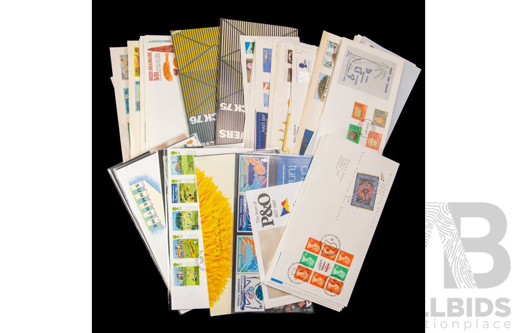 Collection of Stamp Packs and First Day Covers Including Australia, New Zealand, Christmas Island, Samoa, UK Examples Spanning 1975 to 1990's