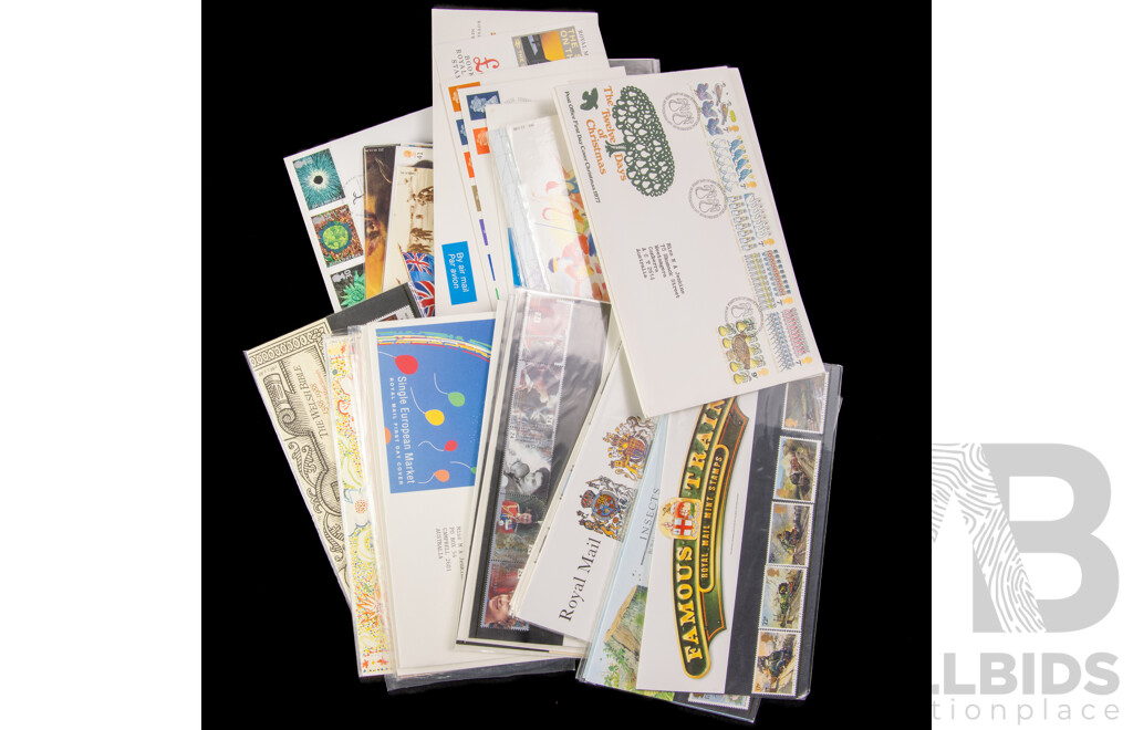 Collection of Stamp Packs and First Day Covers Including Australia, New Zealand, Christmas Island, Samoa, UK Examples Spanning 1975 to 1990's