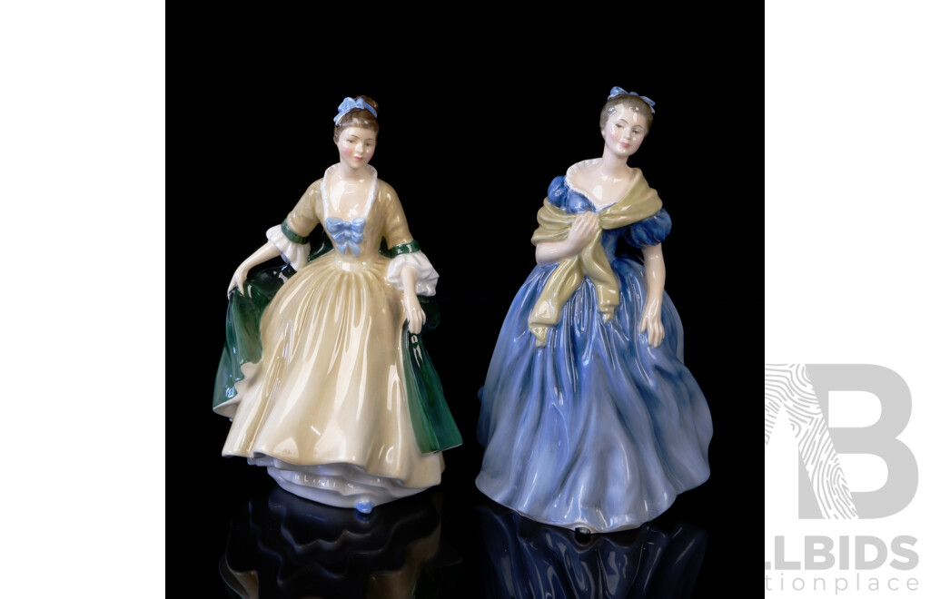 Two Vintage Royal Doulton Porcelain Lady Figures Comprising Elegance HN 2264  & Adrienne HN 2304