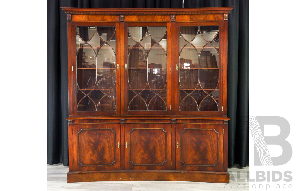 Reproduction Flame Mahogany Bookcase with Astragal Doors