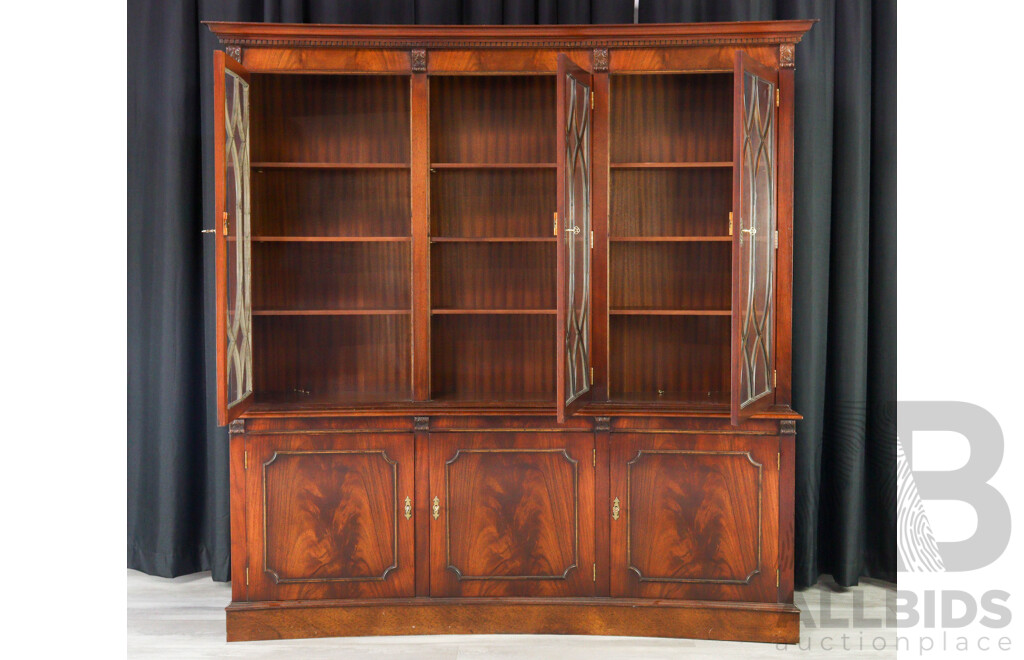 Reproduction Flame Mahogany Bookcase with Astragal Doors