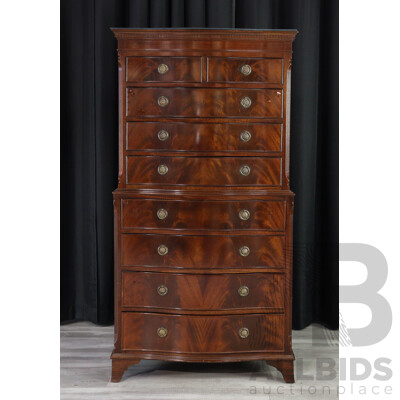 Georgian Style Chest on Chest of Nine Drawers