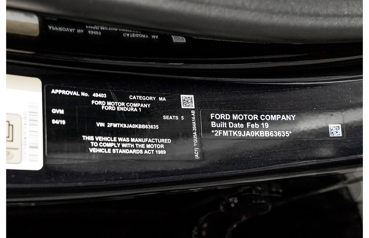 04/2019 Ford Endura Trend (FWD) CA MY19 4d Wagon Agate Black Turbo Diesel 2.0L