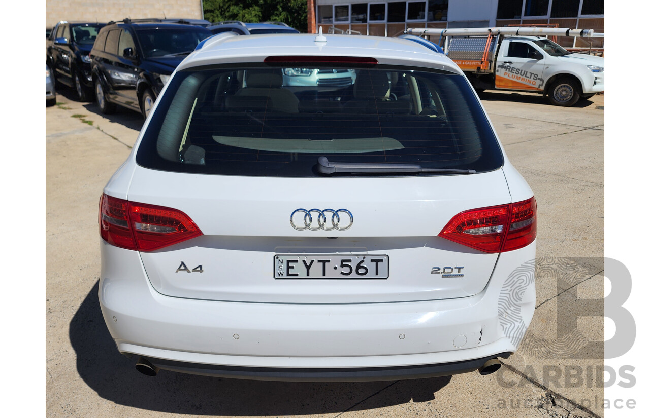 12/2012 Audi A4 2.0 TFSI Avant Quattro B8 (8K) MY13 4d Wagon White 2.0L