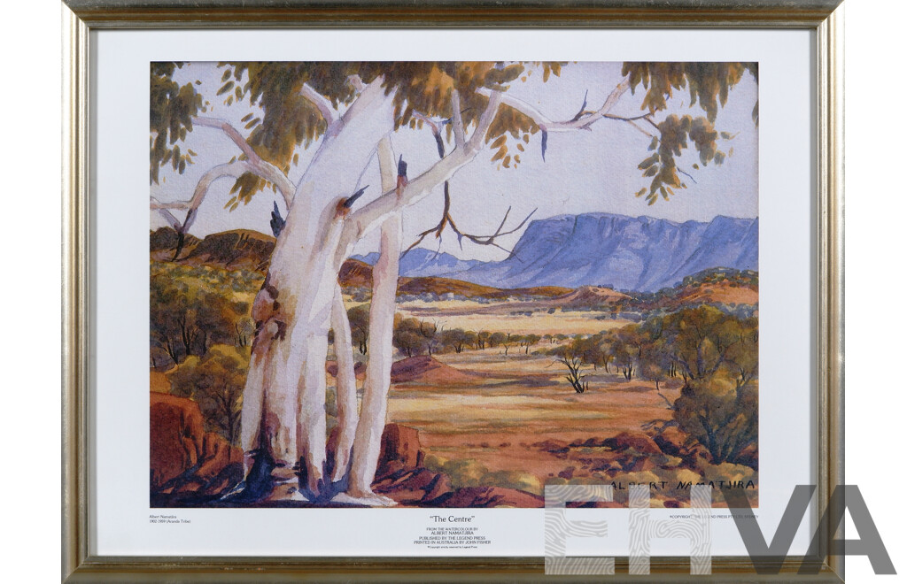 Albert Namatjira, (Indigenous-Australian, 1902-1959), The Centre, Quality Print of Original Watercolour, 49.5 x 66 cm (frame)