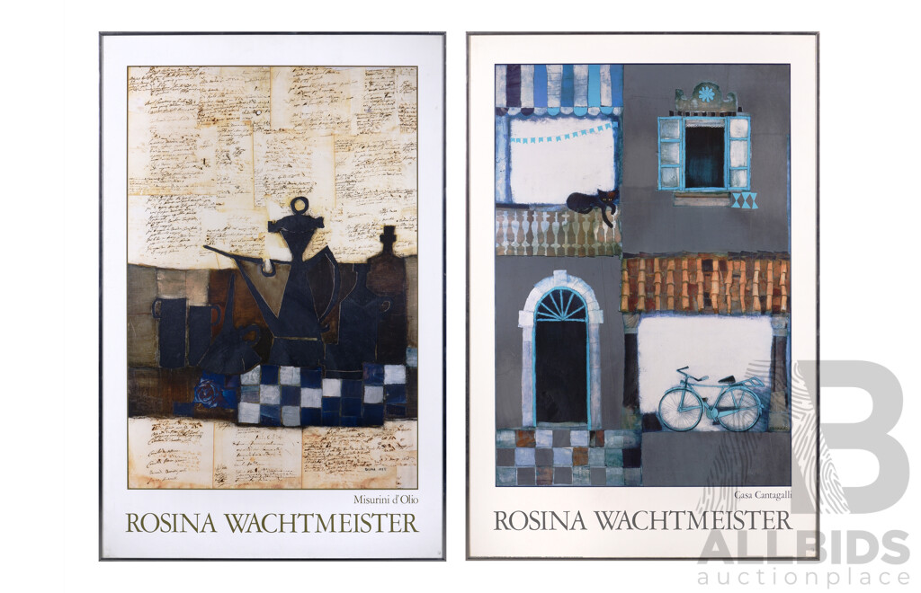 Rosina Wachtmeister, (20th Century, Austrian, 1939-), Misurini D'Olio and Casa Cantagalli, Beautiful Pair of Reproduction Colour Prints with Silver Foiling, 94 x 62.5 cm (frames) (2)