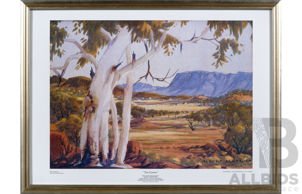 Albert Namatjira, (Indigenous-Australian, 1902-1959), The Centre, Quality Print of Original Watercolour, 49.5 x 66 cm (frame)