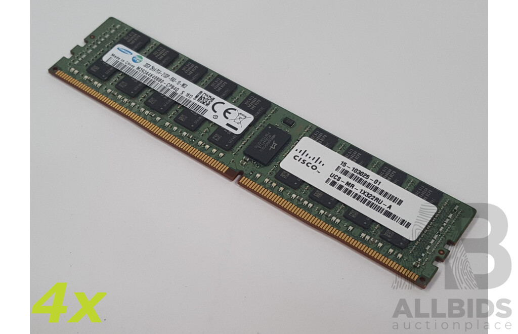 Samsung 32GB ECC DDR4 2133P RDIMM RAM - Lot of Four