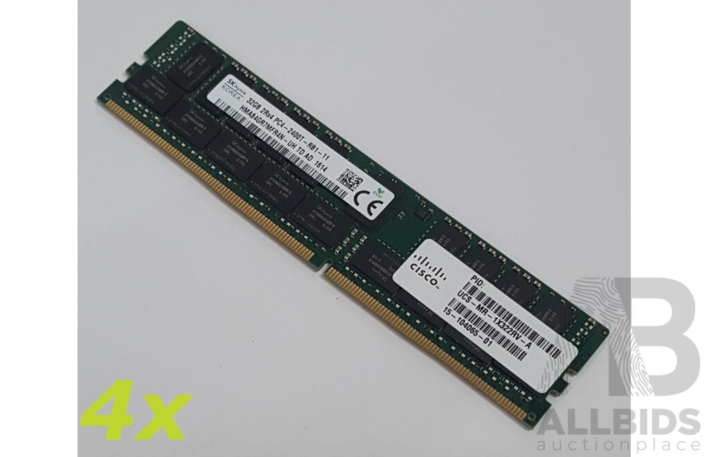 SK Hynix 32GB ECC DDR4 2400T RDIMM RAM - Lot of Four