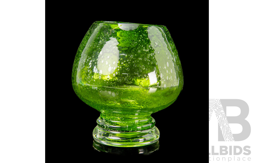 Studio Art Glass Green Goblet Vase