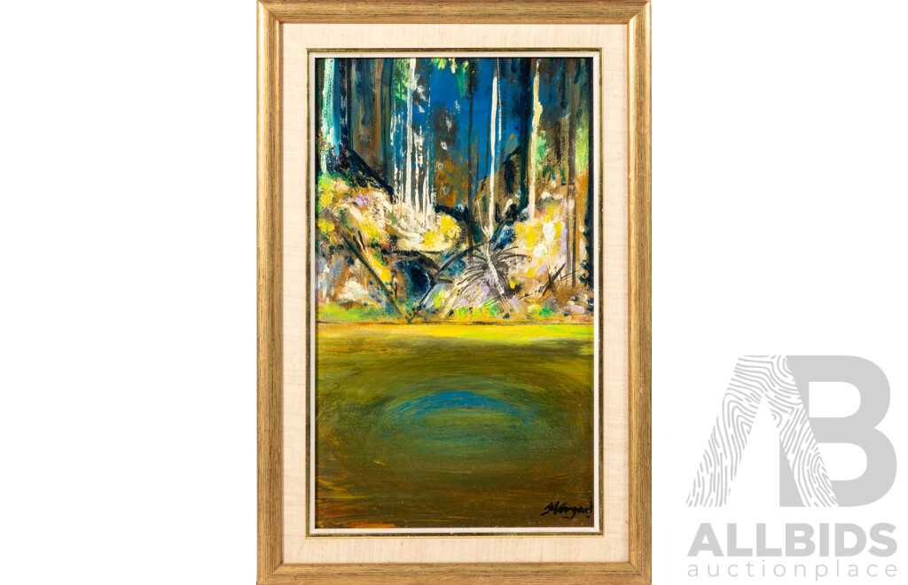 J. Morgan (20th Century), Whirl Pool, Original Vintage Oil on Board, 46 x 31 cm (frame)