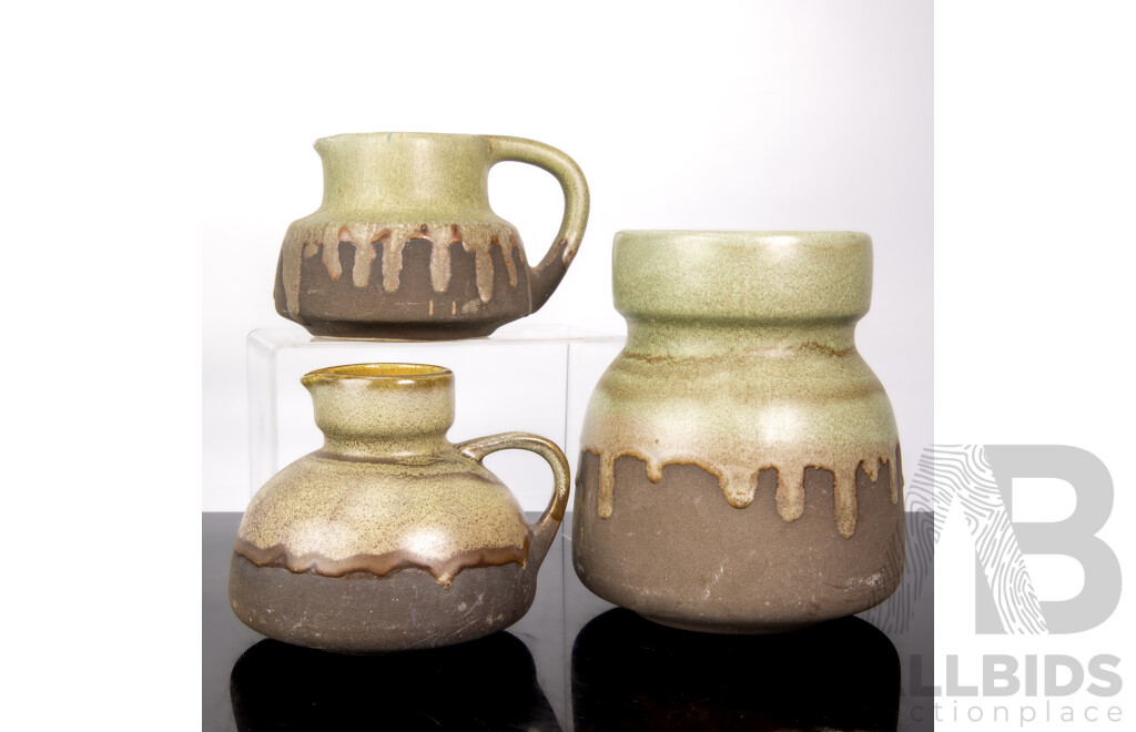 Collection Three Pieces Mid Century Australian Ellis Studio Pottery
