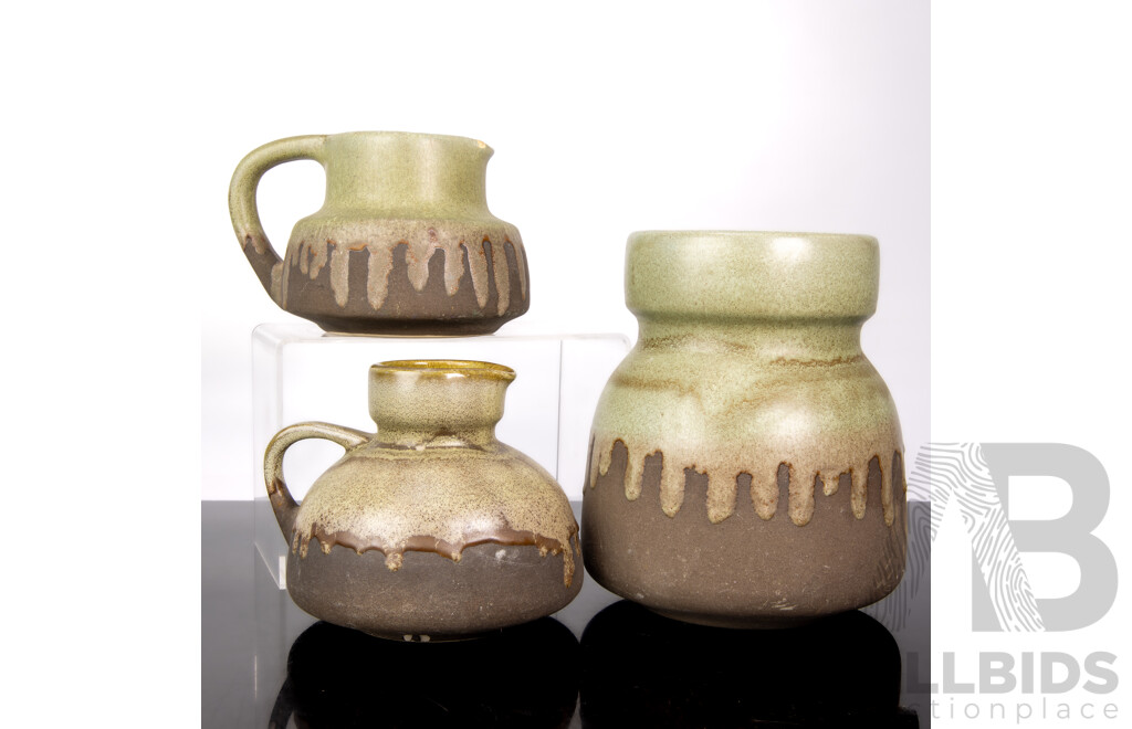 Collection Three Pieces Mid Century Australian Ellis Studio Pottery