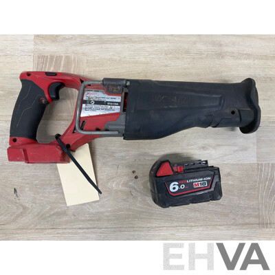 MILWAUKEE (M18CSX) 18V Cordless FUEL SAWZALL Reciprocating Saw (Skin Only), MILWAUKEE 6.0Ah Lithium Battery - Lot of 2 - ORP $649