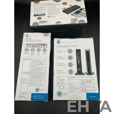 Kensington Docking Station (SD3500V), (SD4750P), COMSOL Universal Docking Station - Lot of 3  - ORP $999