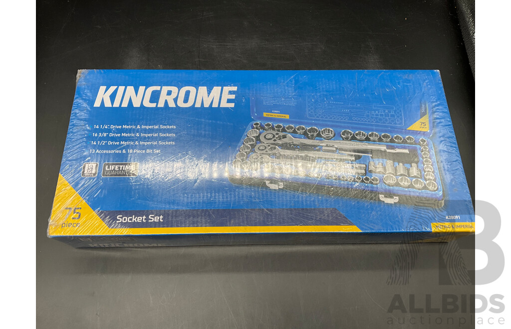 KINCROME 75 Piece Socket Set (K28091) - ORP $289