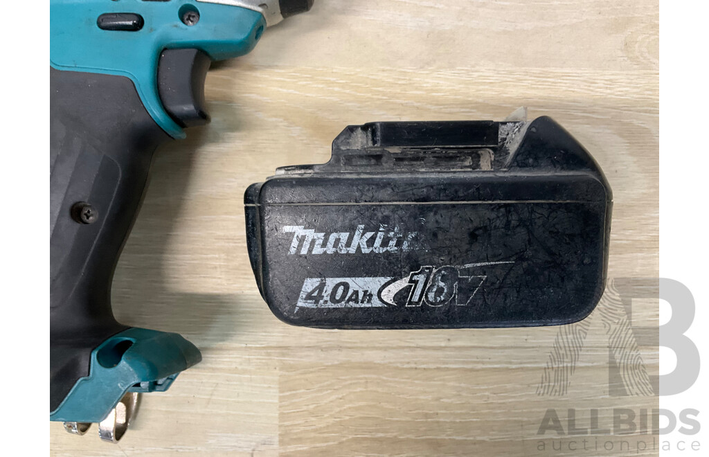 MAKITA (DHP485) 18V Hammer Driver Drill, MAKITA (TD110D) 10.8V Impact Driver, MAKITA 4.0Ah Battery - Lot of 3