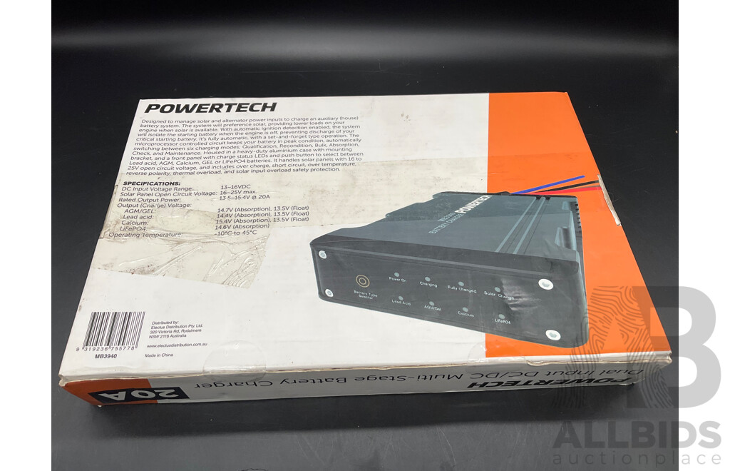 POWERTECH Dual Input DC/DC Multi-Stage Battery Charger 20V - ORP $269