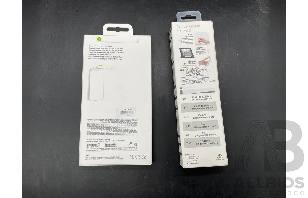 PRECISION Active Stylus for Ipad and Iphone 15 Pro Max Clear Case - Lot of 2