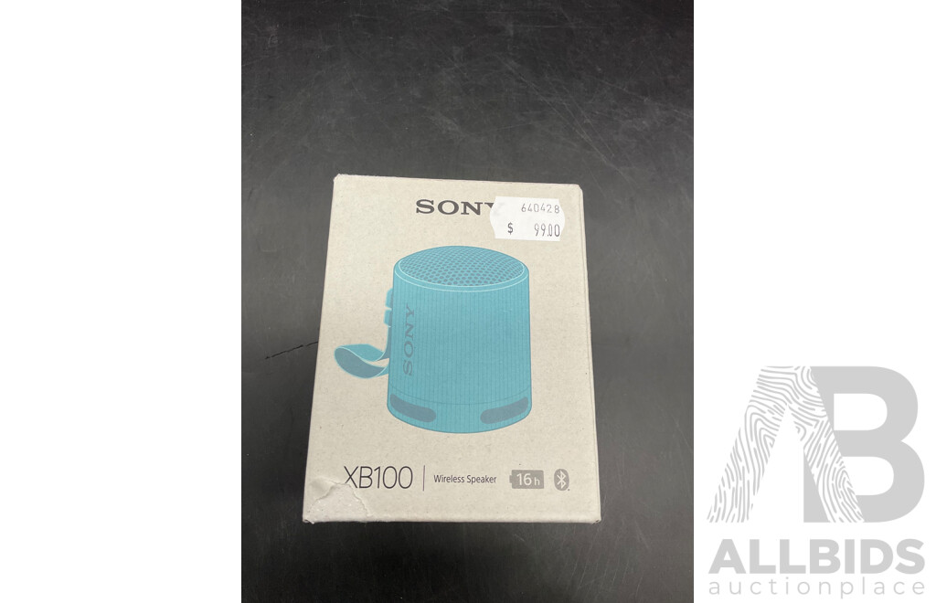 SONY XB100 Compact Wireless Bluetooth Speaker (Blue)  - Lot of 2