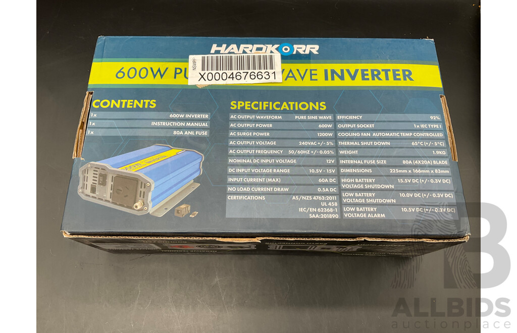 HARDKORR 600W Pure Sine Wave Inverter - ORP $459