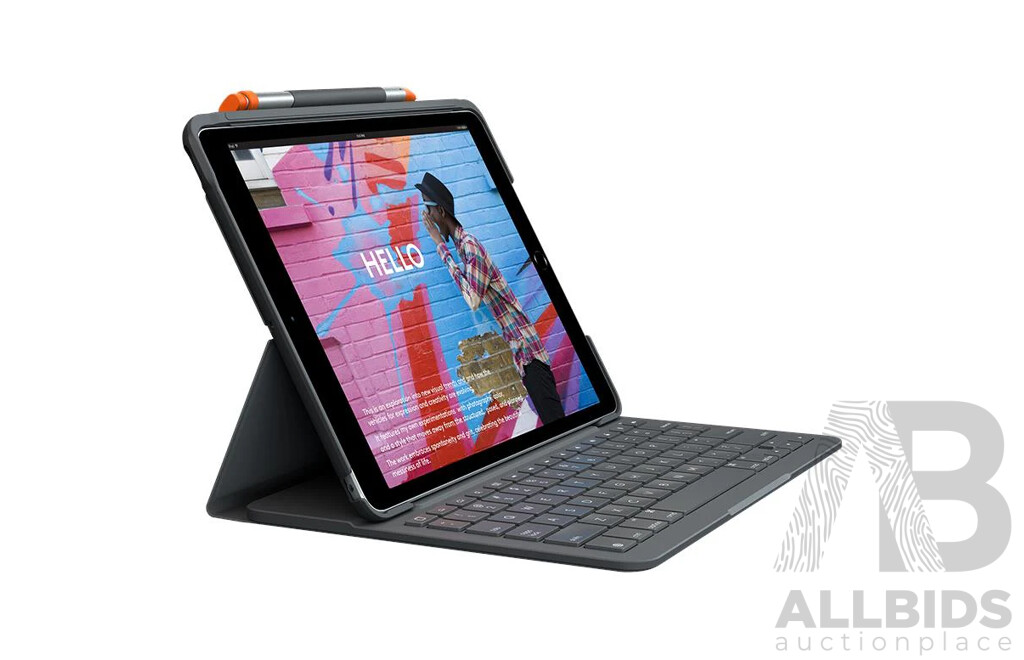 LOGITECH Slim Folio Case with Integrated Bluetooth Keyboard IPad 7th and 8th Generation- ORP $149