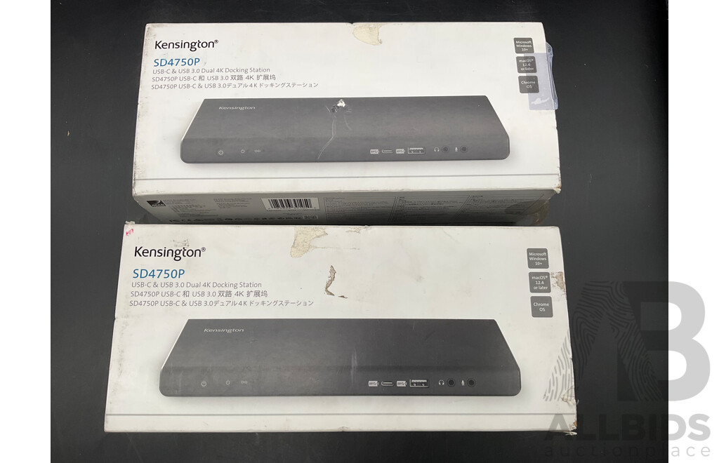 Kensington USB-C & USB 3.0 Dual 4K Docking Station (SD4750P) - Lot of 2  - ORP $999