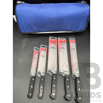 PYREX Cooking Knifes and Insulation Bag - Lot of 6