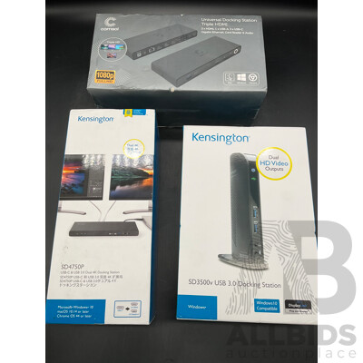 Kensington Docking Station (SD3500V), (SD4750P), COMSOL Universal Docking Station - Lot of 3  - ORP $999