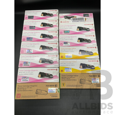 Fuji Xerox DocuPrint Genuine Toner Cartridge CM305df/CP305d Magenta (CT201634) and Yellow (CT201635) - Lot of 13 - ORP $3627